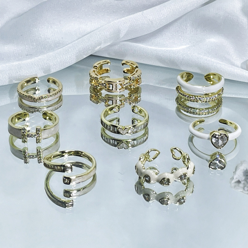 Minimalist and unique letter heart drop glaze open ring for women, light luxury, trendy and versatile, elegant and exquisite layered ring details Picture