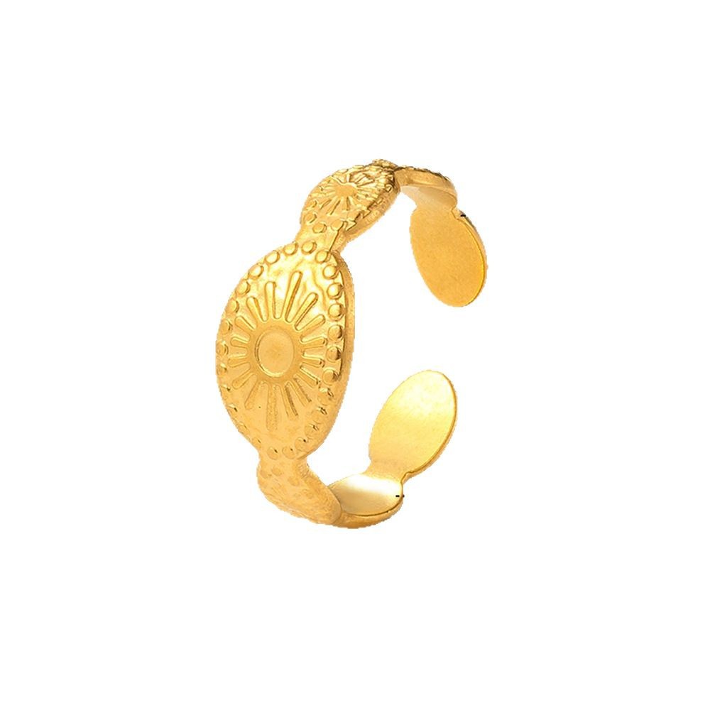 New TikTok-style stainless steel embossed ring for women, a popular open-top ring with a European and American style, exclusively for cross-border use Item Picture