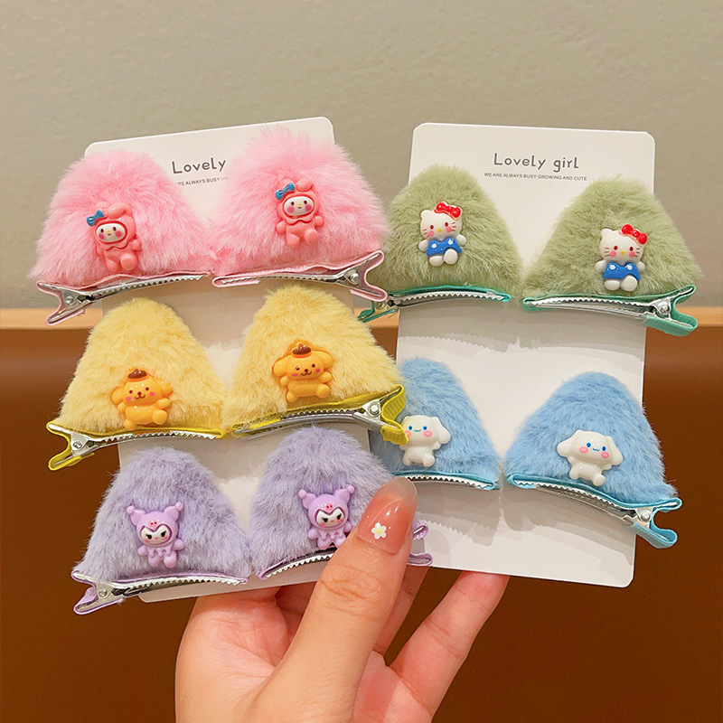 Children's plush hair clips, cute three-dimensional cat ear clips for girls, baby hair clips, side bangs clips for little girls, hair accessories full figure