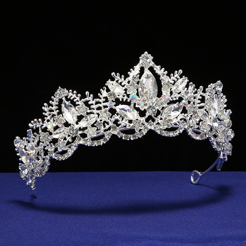 Cross-border bride crown headwear, European-style wedding, coming-of-age, birthday, super ethereal, luxurious and grand crown headband accessories for women details Picture