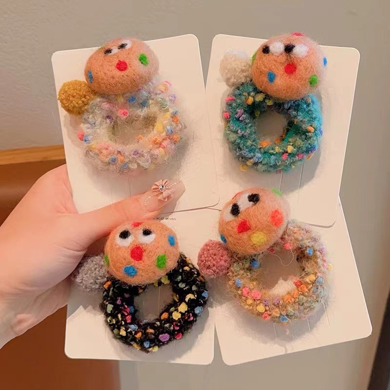 New Japanese-style cute and sweet cookie hair bands, cross-border bestsellers on Instagram, felt pom-pom hair ties, hair accessories Specification drawing