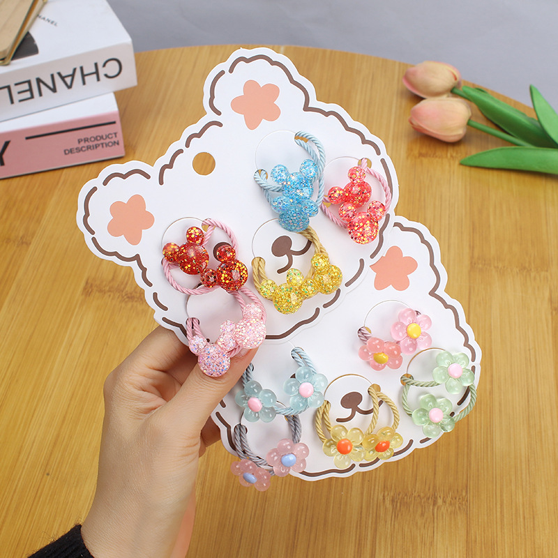 Girls' flower hair tie, children's bow band, baby hair tie, ponytail hair band, cute cartoon headwear Application Scenario