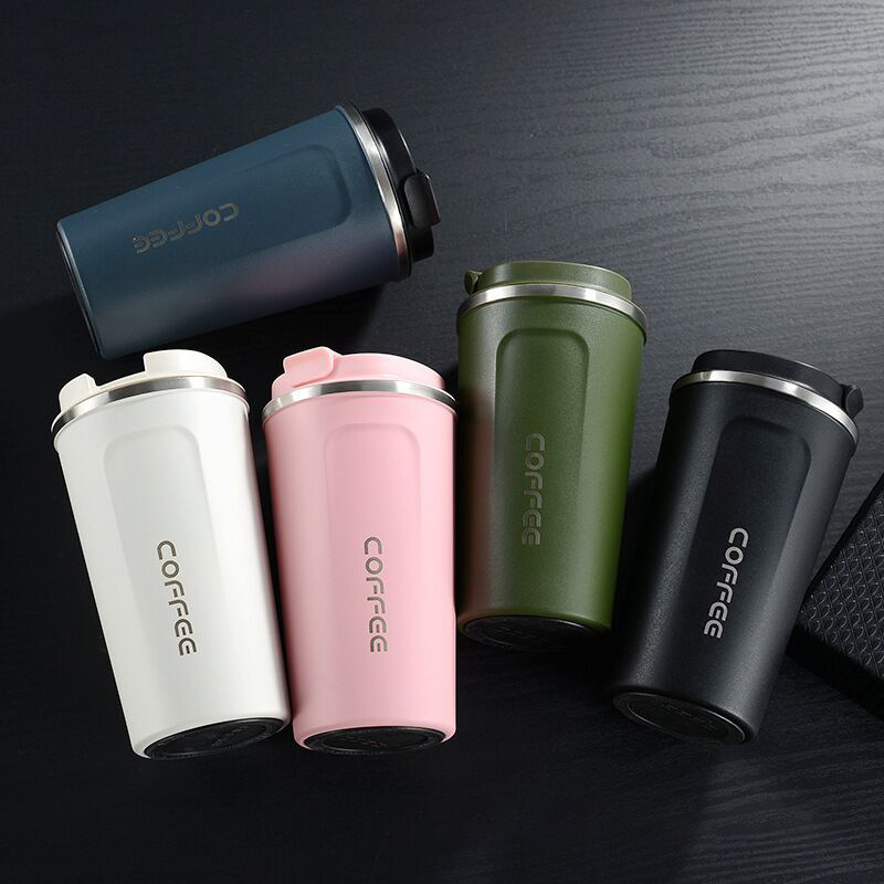 Wholesale of new stainless steel double-layer coffee cups for foreign trade, creative Mark office water cups, portable car insulated cups details Picture