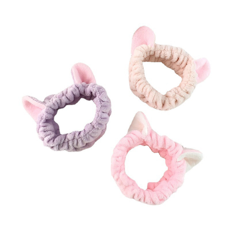 Cute three-dimensional Japanese cat ear hair ties, face wash headbands, makeup masks, hair covers for sale, and hairbands for hair growth Item Picture