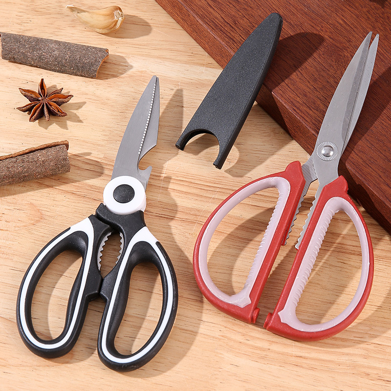 Multi-functional kitchen scissors, special scissors for household fish killing, vegetables, grilled meat chickens and duck bones, large stainless steel powerful scissors full figure