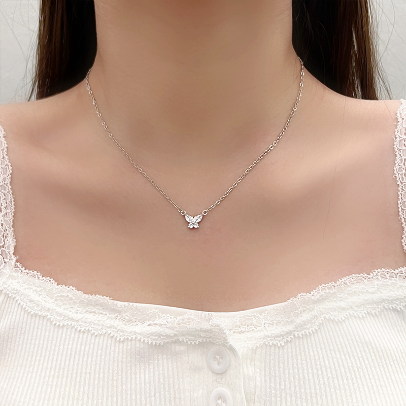 Simple and exquisite butterfly necklace, daily light luxury, versatile, collarbone chain, niche and unique design sense, sweet accessory Specification drawing