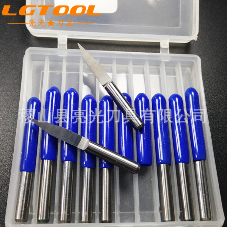 3.175 flat-bottomed pointed knife, computer engraving knife, half-cut tungsten steel knife, hard alloy knife, taper knife, woodworking tool Specification drawing