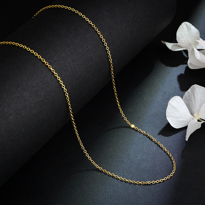 Titanium steel pearl chain for women, 18k gold-plated bare chain, simple and versatile, niche collarbone chain, O-shaped chain for lips wholesale Specification drawing