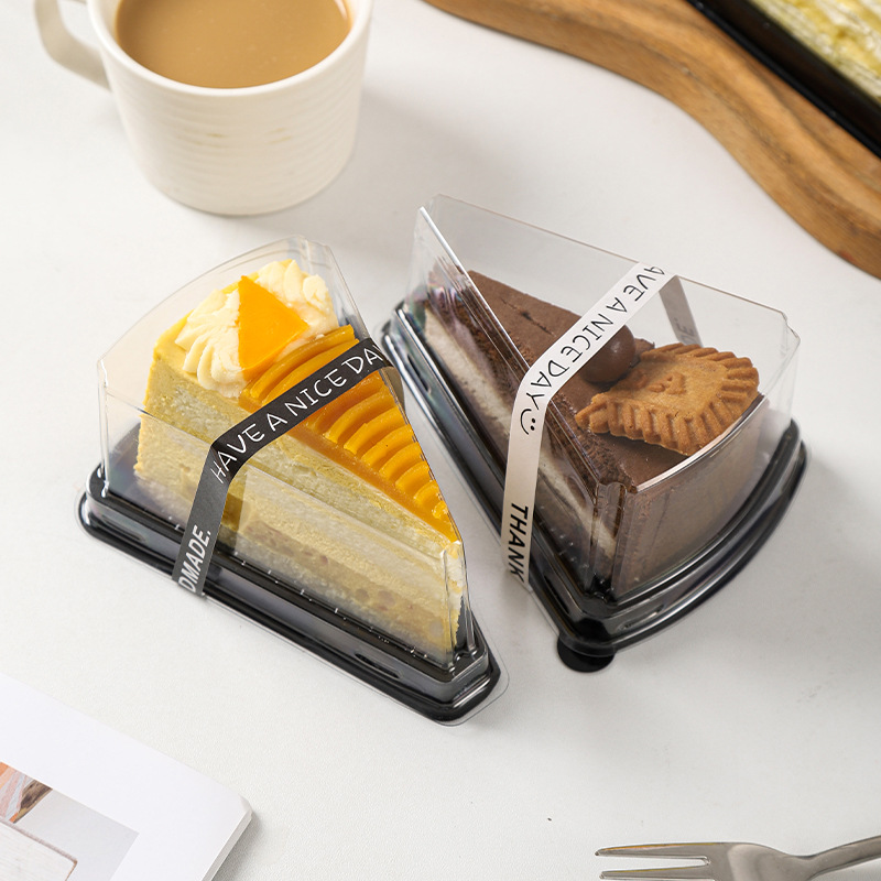 Thickened triangular mousse box, transparent anti-fog durian and mango multi-layer packaging box, rainbow-cut cake box Specification drawing
