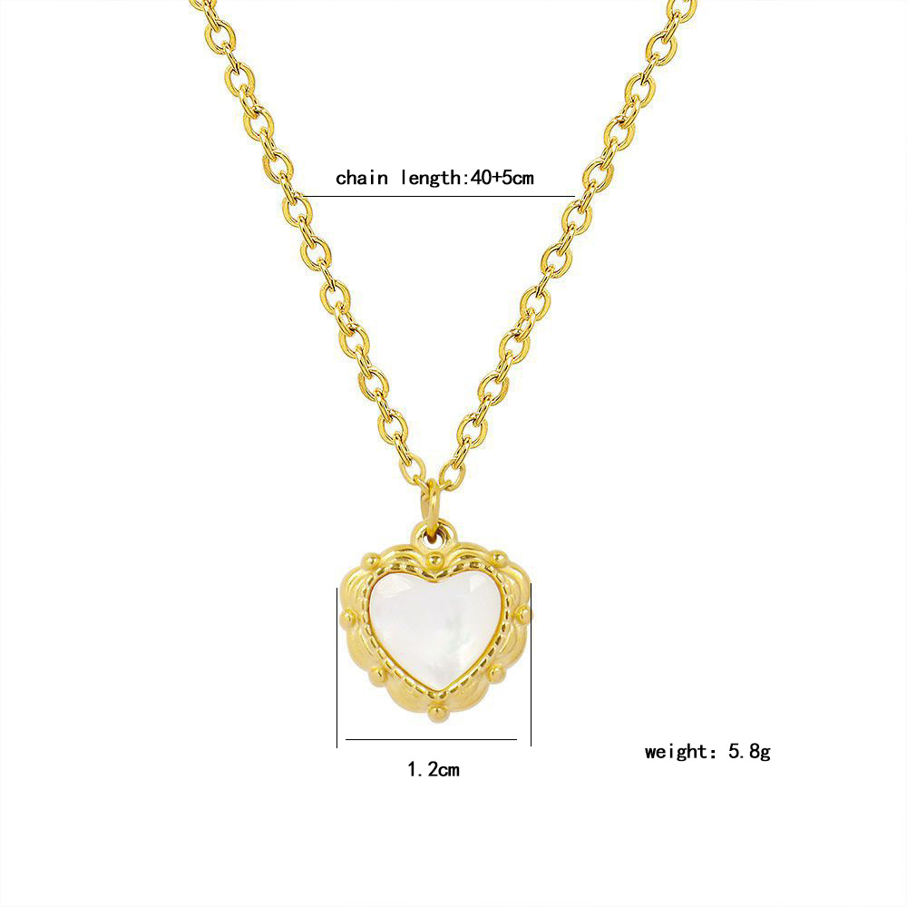 Colorful genuine shell heart titanium steel necklace, women's niche design sense, light luxury collarbone chain, popular online celebrity, non-fading accessory wholesale Item Picture