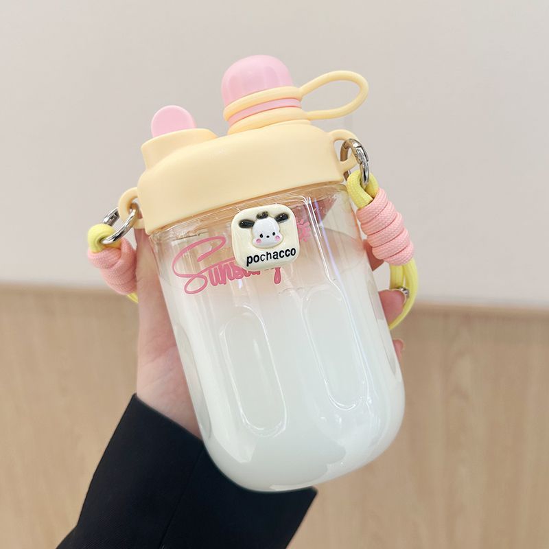 High-temperature resistant, food-grade portable straw cup, water cup for women, new model 2024, high appearance level, children's plastic Specification drawing