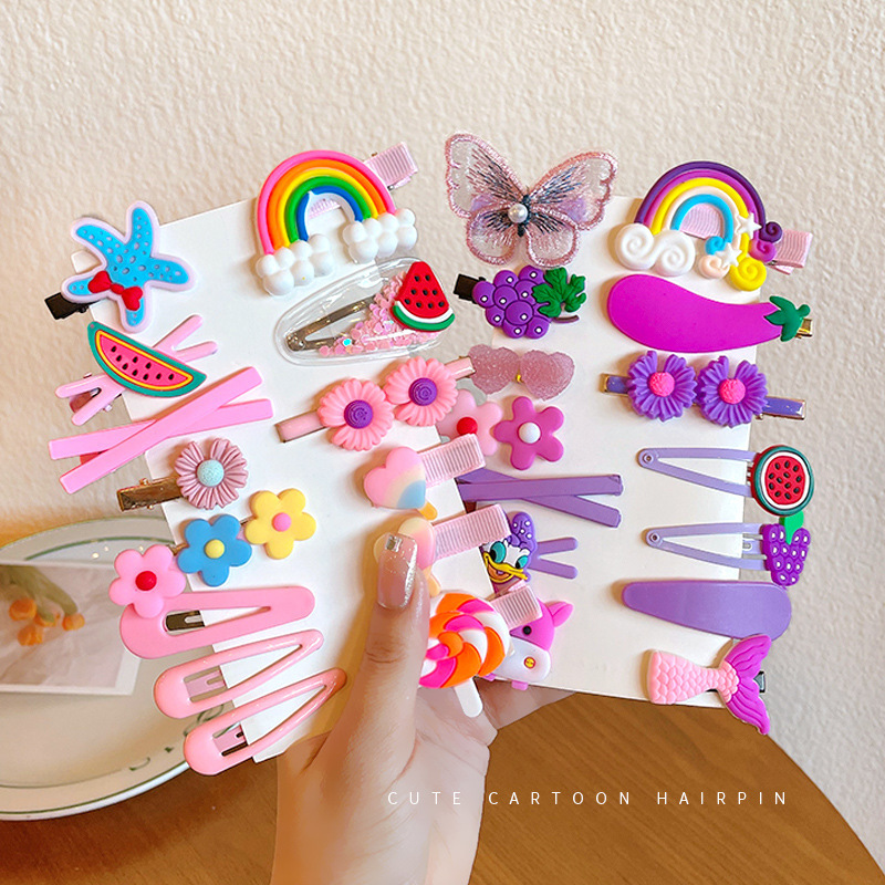 Children's hairpins, cute cartoon hair clips, girls' hairpins, Korean-style flower bb clips, baby hair accessories, bangs clips for girls details Picture