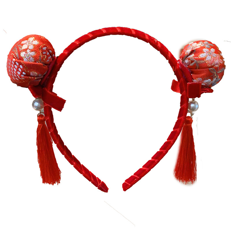 Hanfu girls' hair bands, Tang suits, children's New Year celebration, Chinese-style New Year tassel ancient costume accessories, headbands, headwear accessories Item Picture