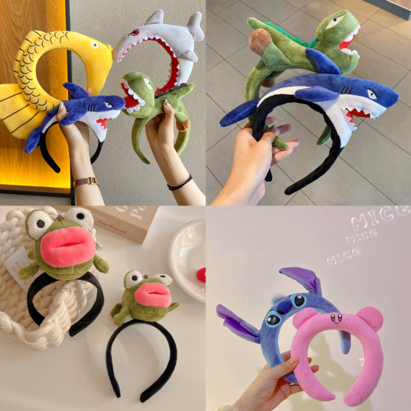 Cute cartoon hair bands, ocean carp, shark, dinosaur, funny figurines, animal headbands, adult and children's performance hair clips full figure