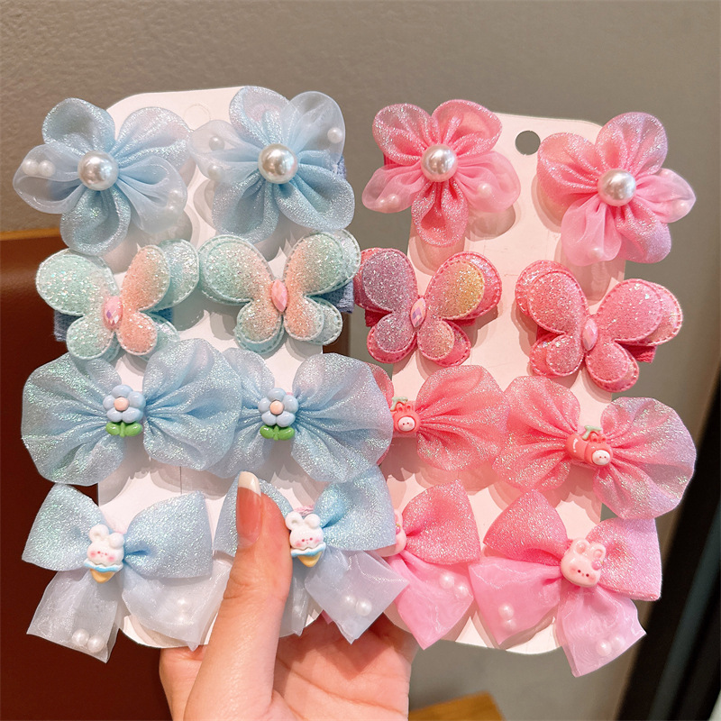 Super fairy bow hair clip, children's hair accessory, popular gradient gauze flower hair clip, girls' side bangs hair accessory Specification drawing