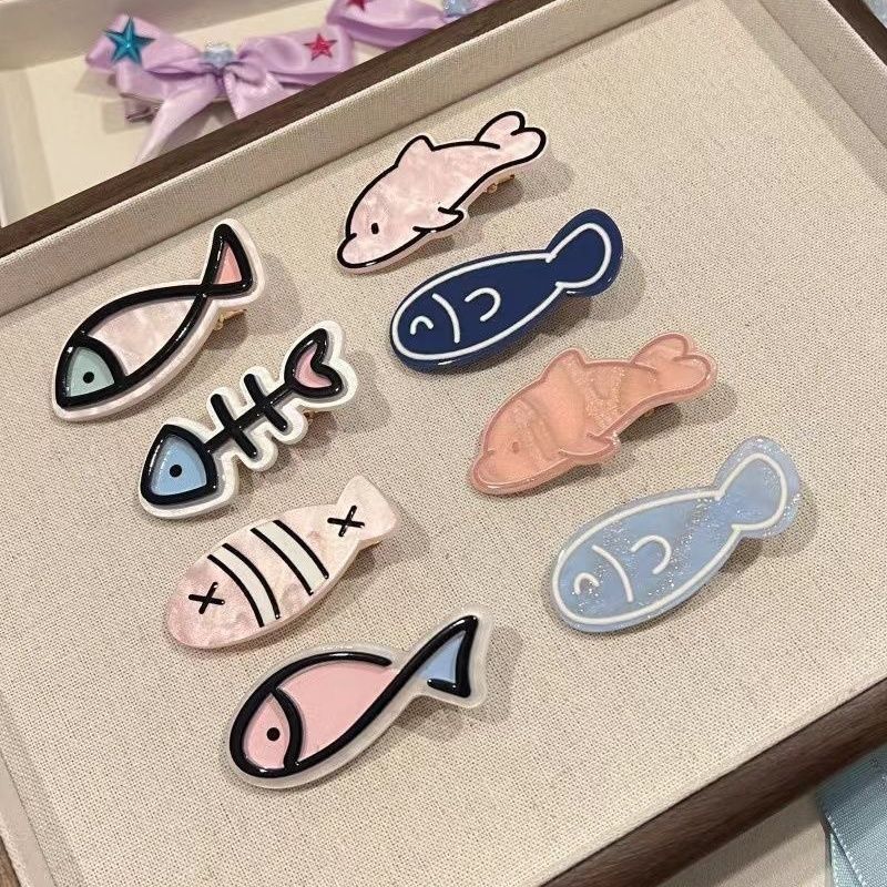 Cute fishbone hair clips, ins girlish cartoon bangs clips, broken hair side clips, small accessories wholesale, side clips hair accessories full figure