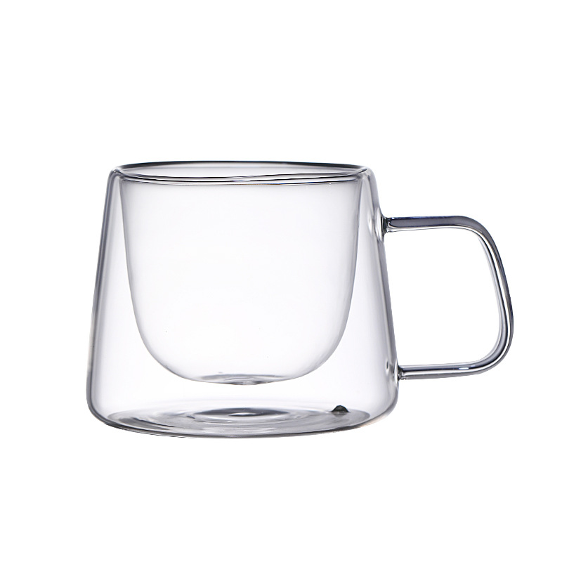 High-appearance-level milk coffee cup, heat-resistant handle cup, a best-selling souvenir, double-layer insulated glass cup Item Picture