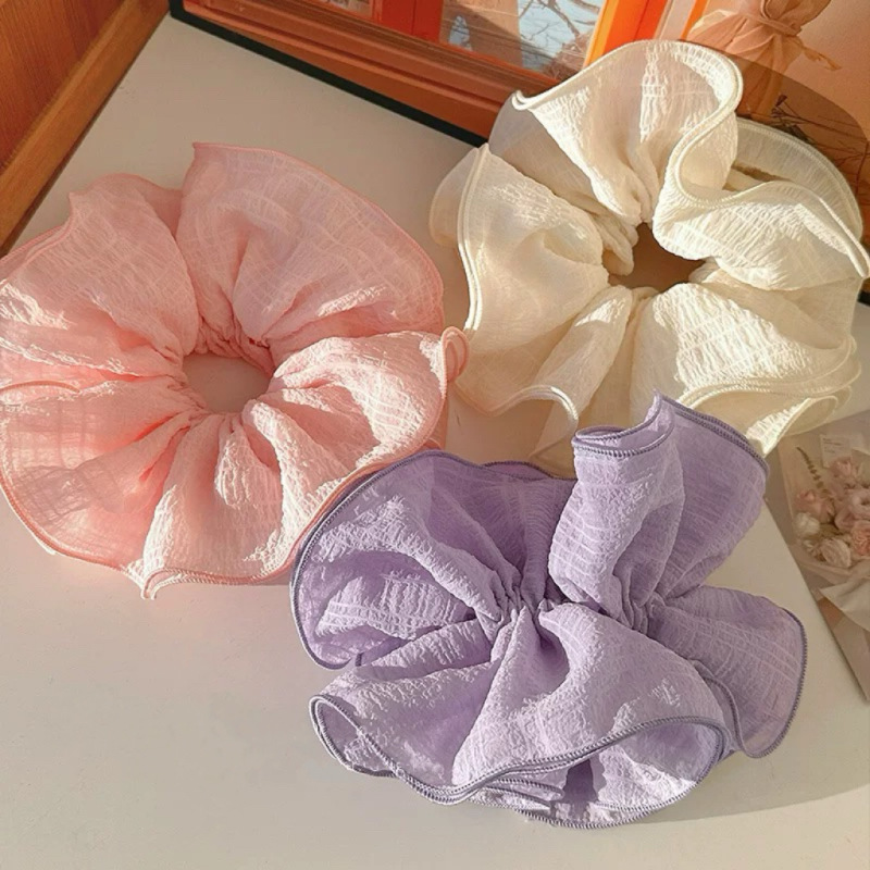 Rose and peach pink ~ Super fairy-like four-layer seeping gauze large intestine hair band, women's back head bun hair tie, super fairy-like hair bun device Specification drawing