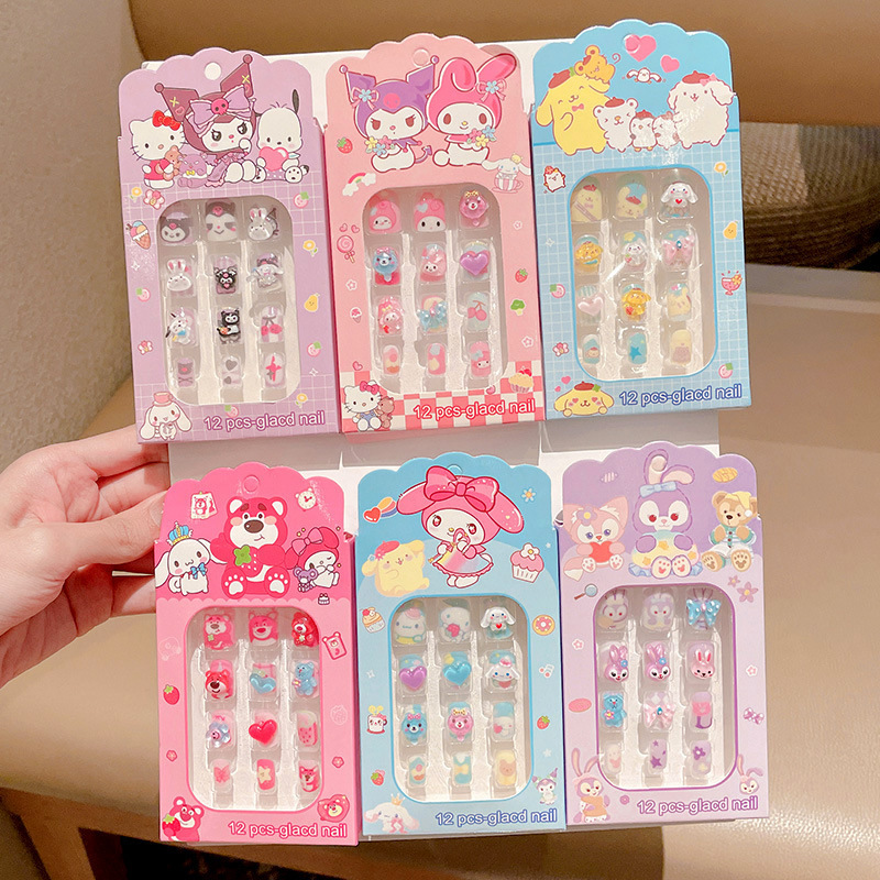 Children's nail stickers cartoon Sanrio Strawberry bear Little girl baby cute foot sticker stickers Nail art sheet stickers full figure
