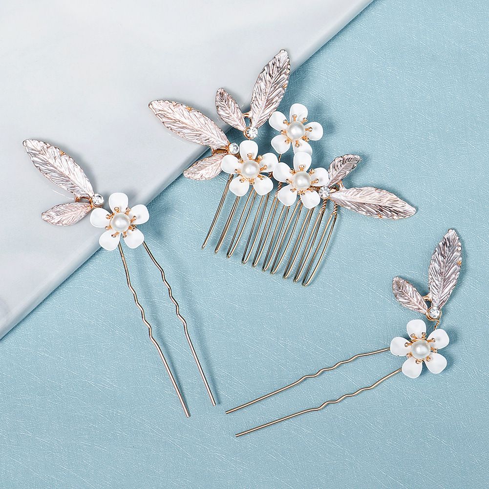 Retro light luxury accessories, handcrafted pearl flower hair combs and hairpins, wedding dress and evening gown headwear, Xiuhe bridal hair accessories full figure