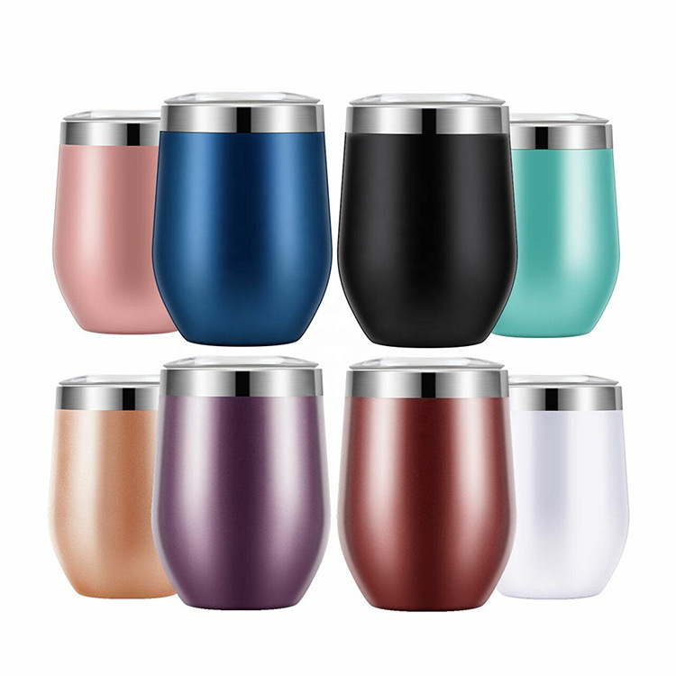 Cross-border best-selling stainless steel double-layer eggshell cup 12oz red wine glass, insulated and cold-resistant U-shaped large-bellied egg cup Item Picture