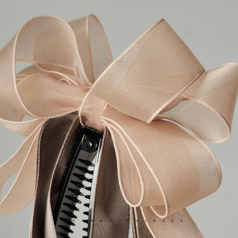 Super fairy-like bow ribbon hair clip headwear, female upright banana clip at the back of the head, fashionable ponytail vertical clip Application Scenario