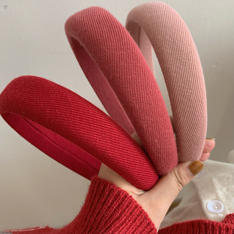 The retro pink series hairband sponge high skull top height-increasing headband is a new style for Korean female Internet celebrities to go out in 2022 full figure