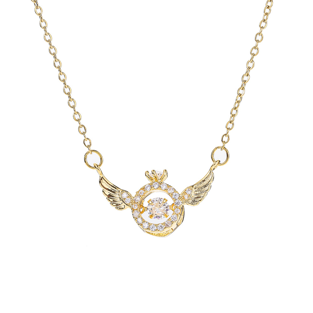"Light luxury Angel Wing Pendant, dynamic titanium steel necklace, women's Instagram personalized style, popular collarbone chain, versatile accessory. Item Picture
