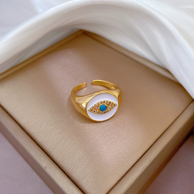 【 Real gold electroplated 】 Open ring, Devil's Eye, personalized ring, index finger ring, the same style as Internet celebrities, simple and cold style details Picture
