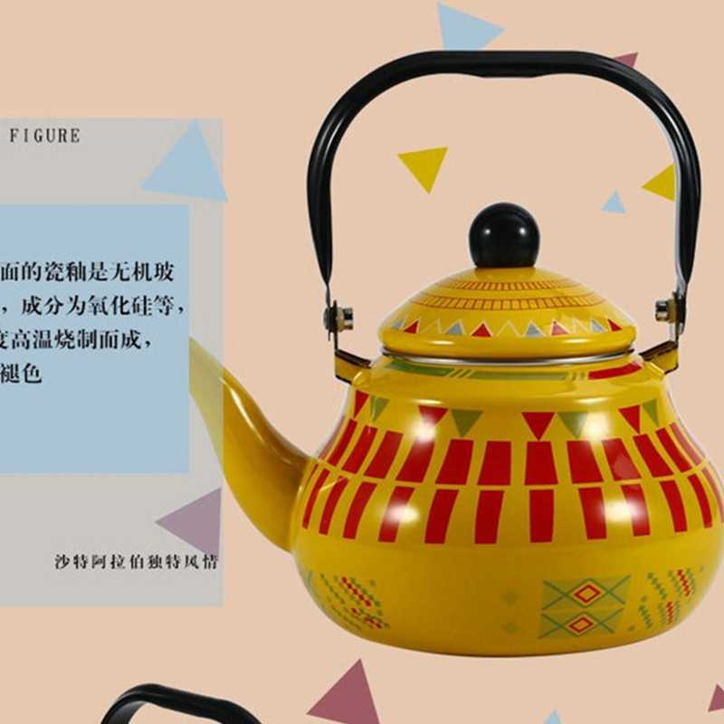 Middle Eastern enamel kettles, enamel enamel teapots, cooling water kettles, boiling water kettles, restaurant household tea kettles, enamel oil kettles, gas Specification drawing