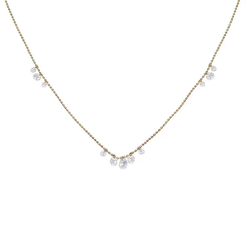 The atmosphere is at its peak! Double-layer super flash Zircon necklace, a light luxury and niche design for women's collarbone chain, a stylish necklace Item Picture