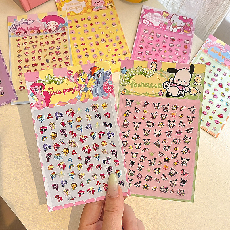 3D embossed cute children's cartoon Sanrio nail stickers, girls' waterproof nail art patches, self-adhesive decorative stickers details Picture