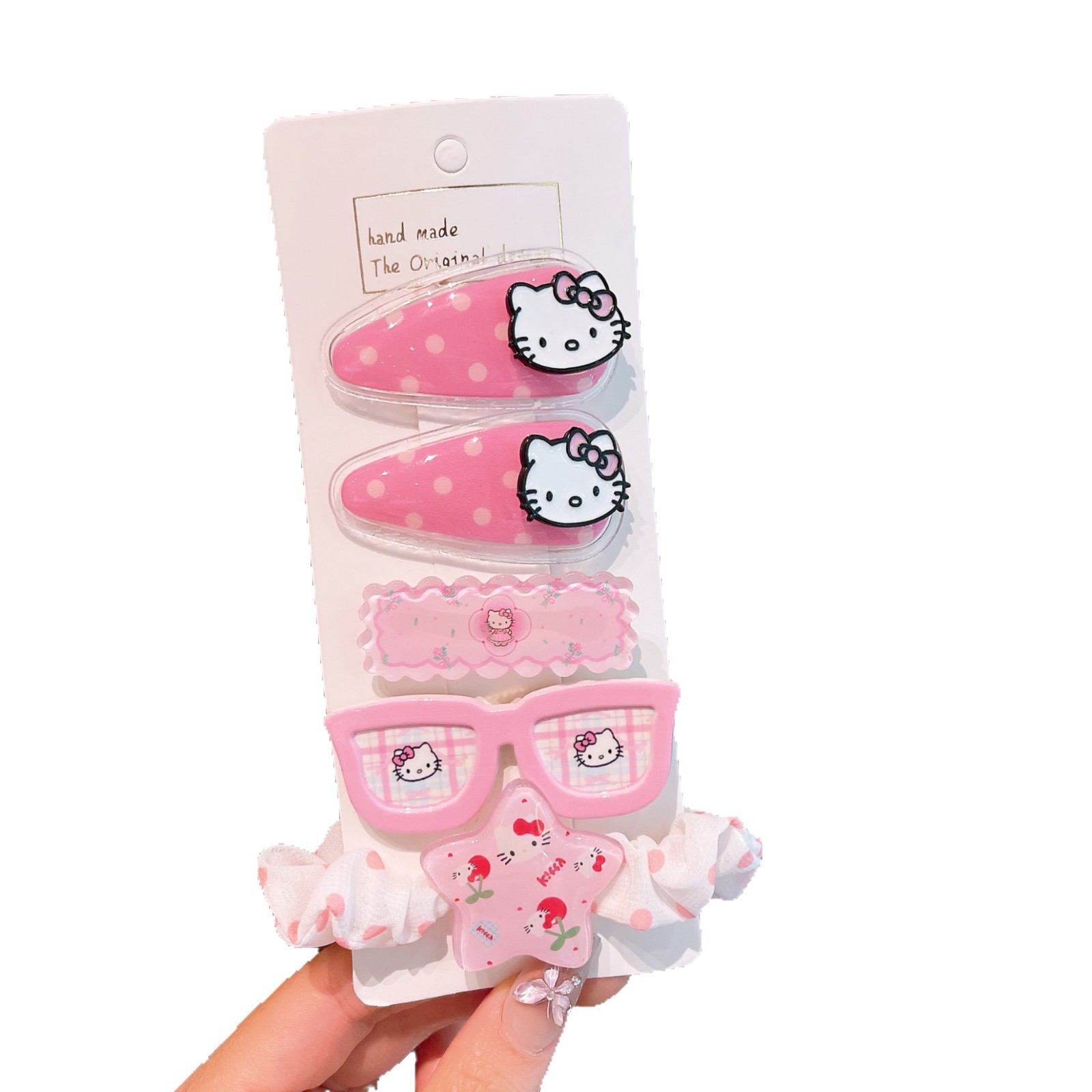 Sweet and cute checkered Sanrio small glasses hair clip, cartoon high appearance level, girlish heart side clip hair clip, hair accessory clip Item Picture