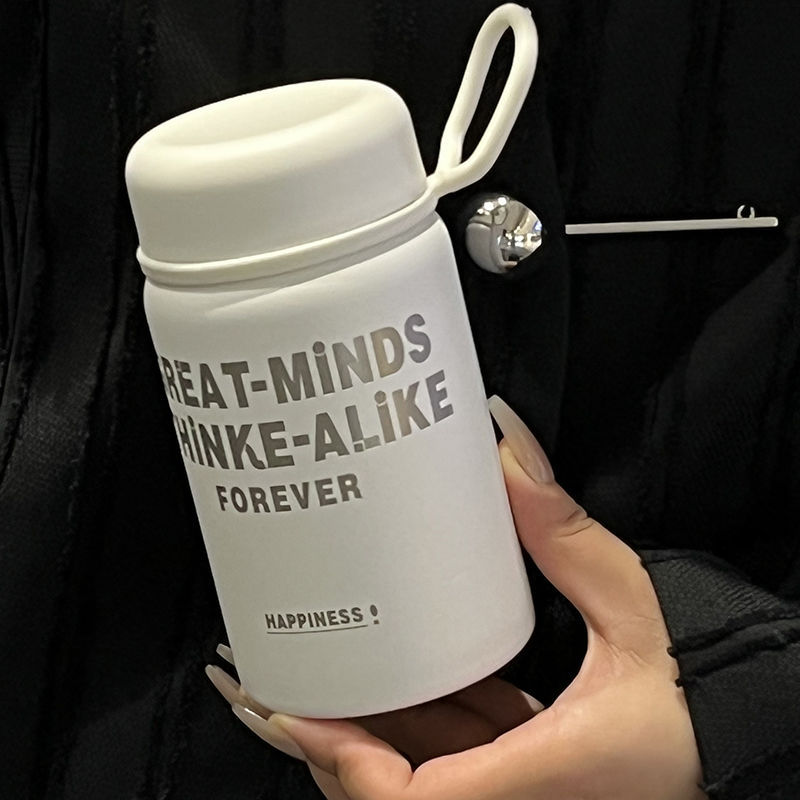 Small student insulated cup, high appearance level for girls, English water cup, tea-water separation, 316 portable stainless steel cup details Picture