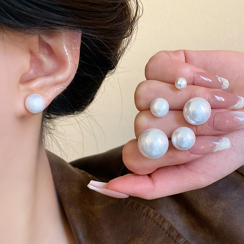 S925 Silver Needle Steamed Bun Pearl Stud Earrings for Women 2024 New Style, trendy and high-end, popular and trendy earrings wholesale details Picture