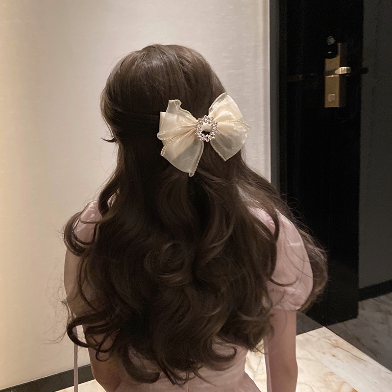 Bow hairpin top clip, feminine charm, rhinestone at the back of the head, hairpin, a popular 2022 new high-end hair accessory Specification drawing