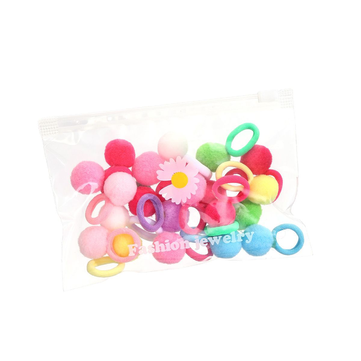 Children's candy-colored bun hair tie set, baby sweet style bag set, mini high-elasticity hair tie, elastic band and hair accessory Item Picture