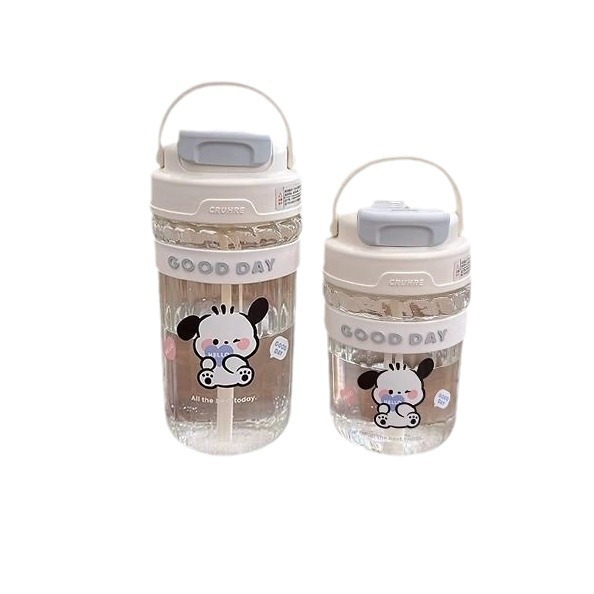 The new Sanrio glass cup features a high level of appearance, cartoon coffee cup, cute and portable double drinking cup for girls and students on Instagram Item Picture
