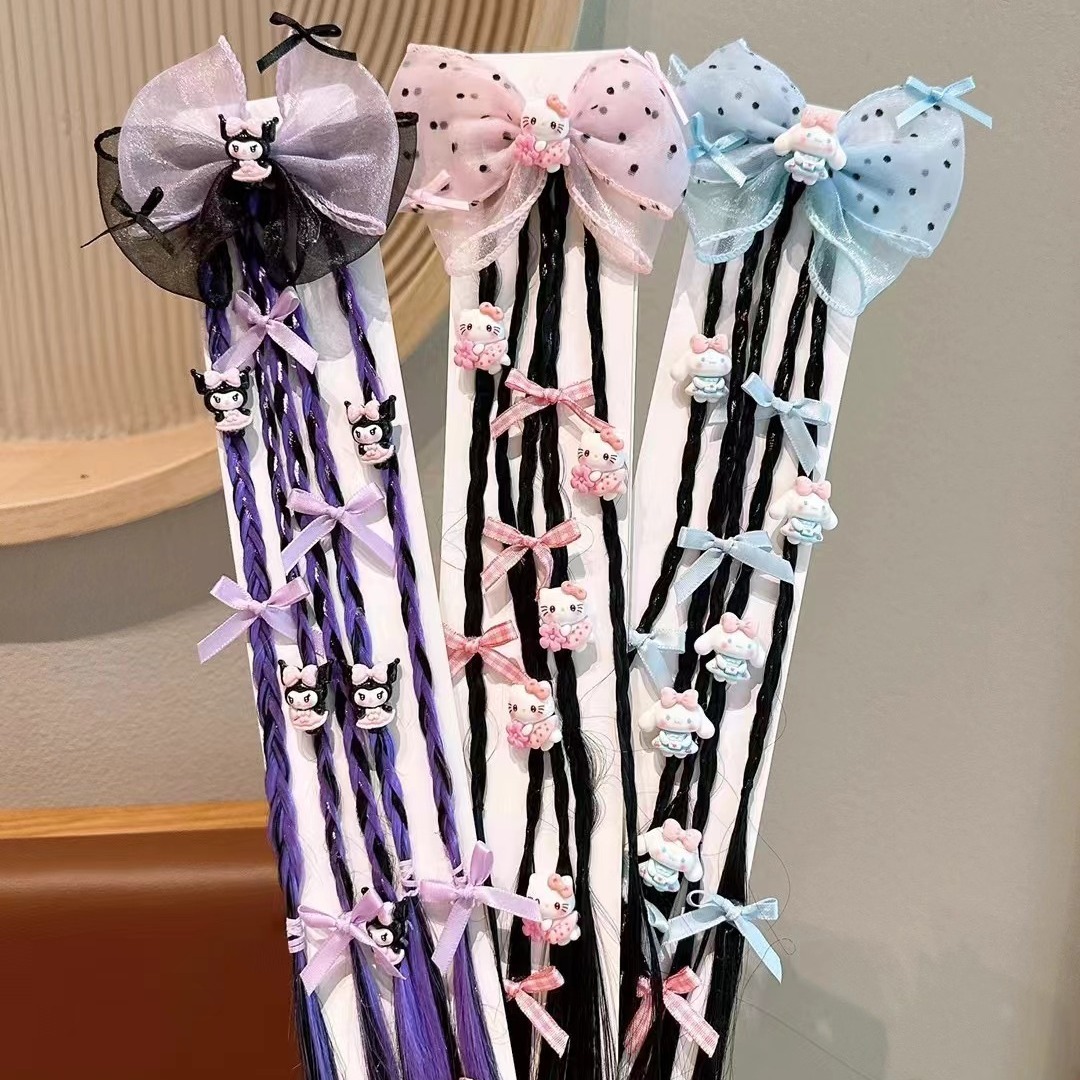 Children's hair bands, cartoon wigs, braids, sweet and cool girls, boxing braids, high ponytail hair ties, girls' hair ties, headwear details Picture