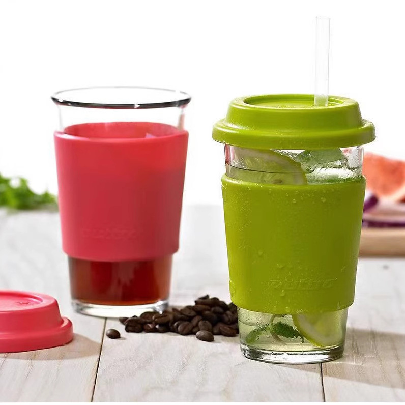 Transparent glass water cup with handle, coffee cup, simple large-capacity glass water cup, business gift glass water cup Specification drawing