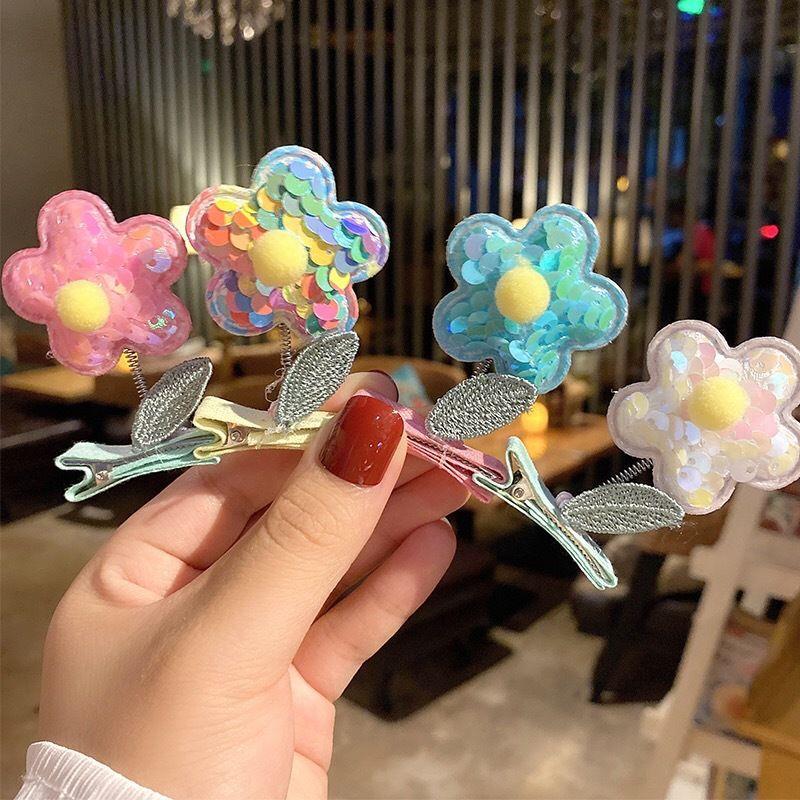 New sequined little flower shaking hair clip, cute three-dimensional hair clip, children's hair accessory, creative headwear, cute spring hair full figure