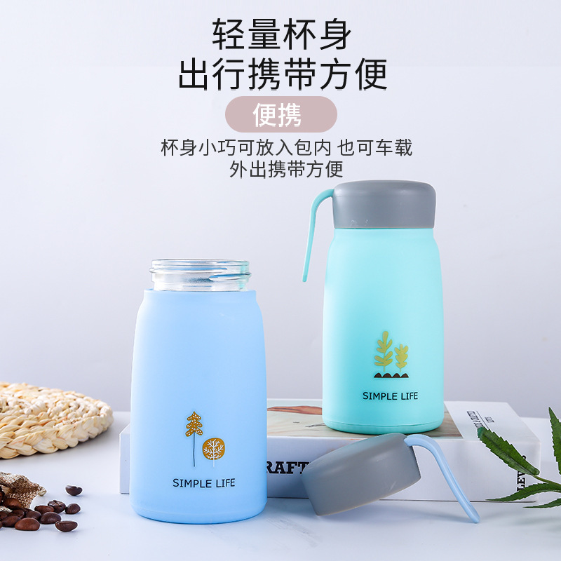 Cute internet-famous Little Q cup, thickened double-layer glass water cup, student cartoon cute rabbit cup, advertising promotion gift cup Specification drawing