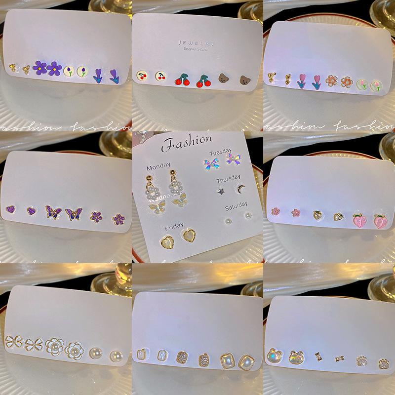 925 Silver Needle Personalized Light Luxury Set Earrings, high-end, niche and exquisite stud earrings, fashionable and versatile commuting earrings for women Specification drawing