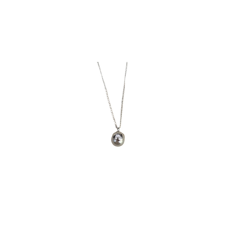 2024 New silver metal round ball snake bone chain round ball pendant necklace, simple sweater chain necklace Item Picture