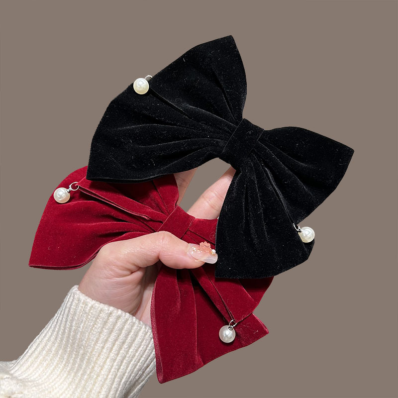 Autumn and winter versatile spring clips, double-layer large bow hair clips, straight clips, back hairpins, ponytail clips, headwear Specification drawing
