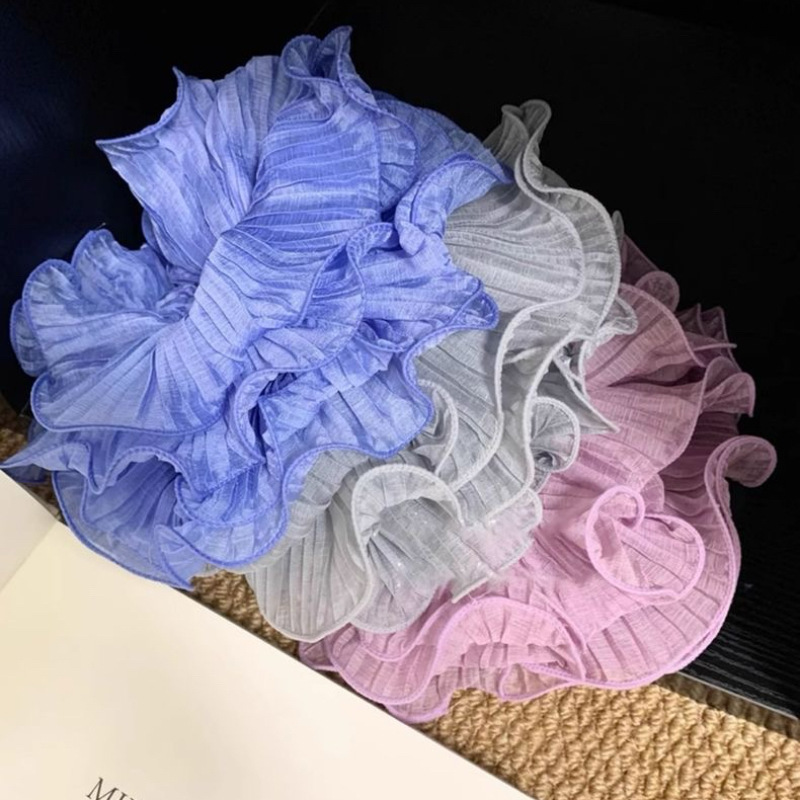 French water ripple ~ Extra-large four-layer large intestine hair band with black ear trim, elegant and high-end women's hair accessory, hair tie details Picture
