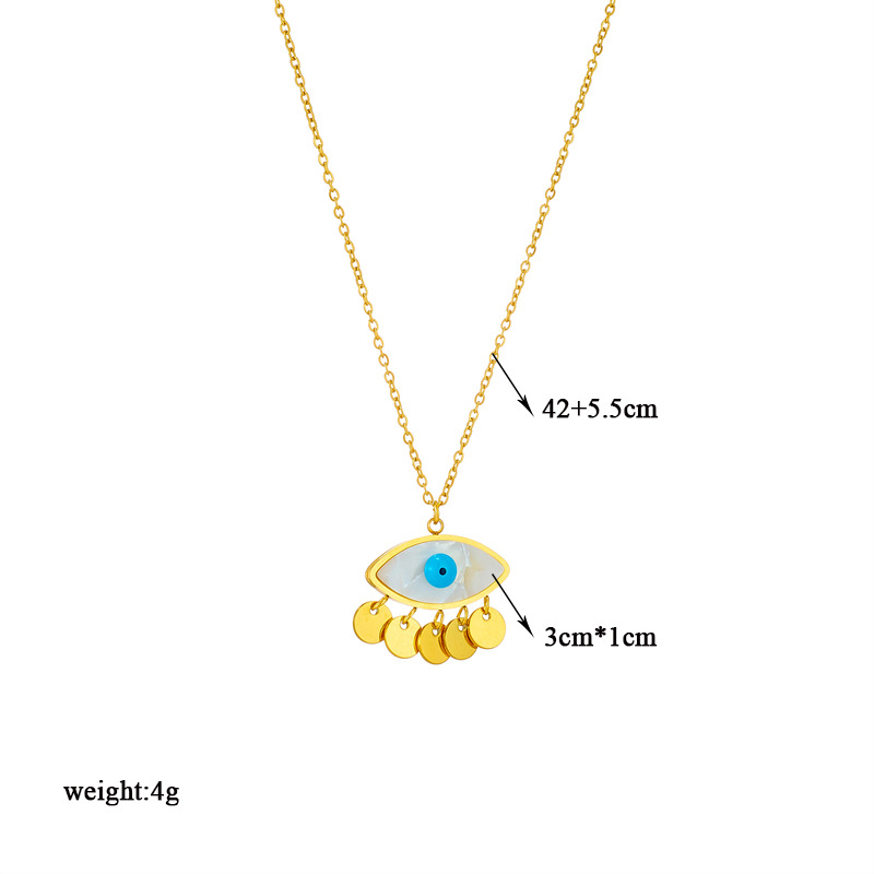 European and American unique, fashionable, creative and niche design, round tassel, oval blue eye pendant, stainless steel chain necklace Application Scenario