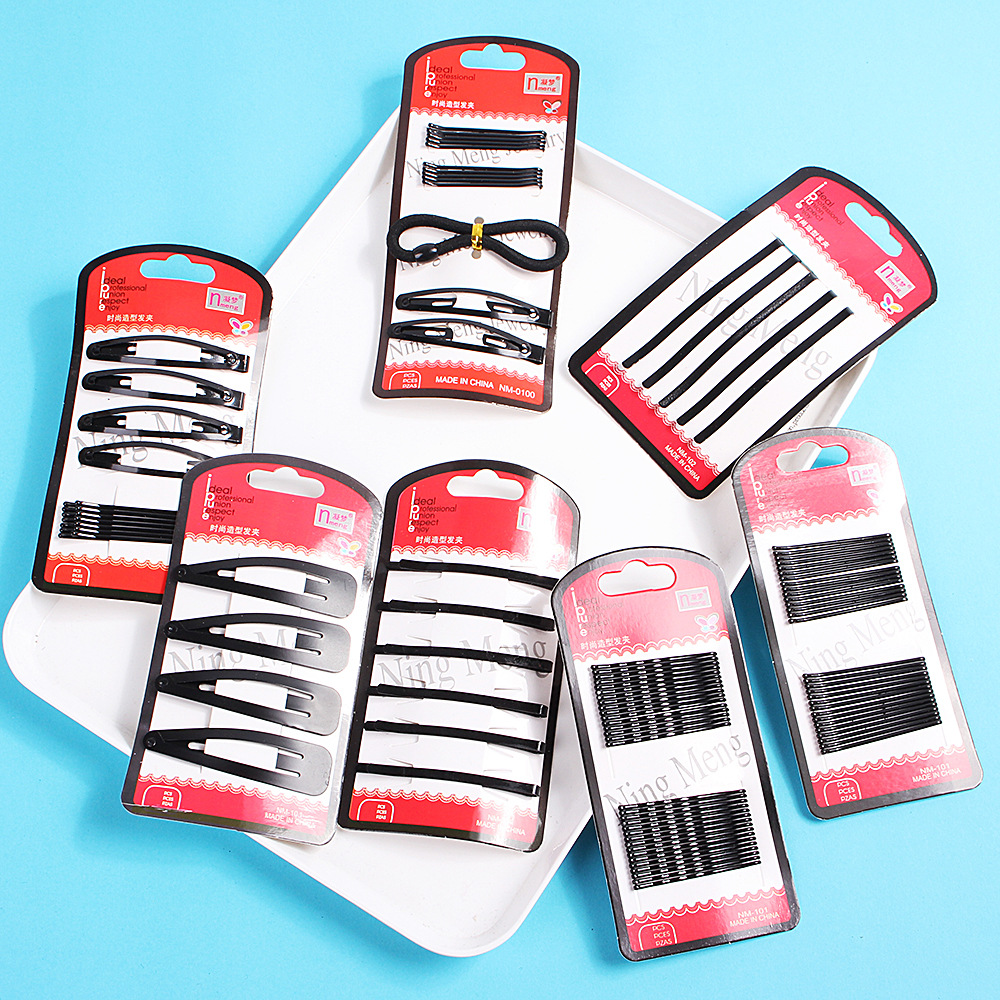 Qiyue Manufacturer's Korean version hair accessory, hair clip, black matte paint BB clip, hair bun, straight clip set, side clip B153 full figure