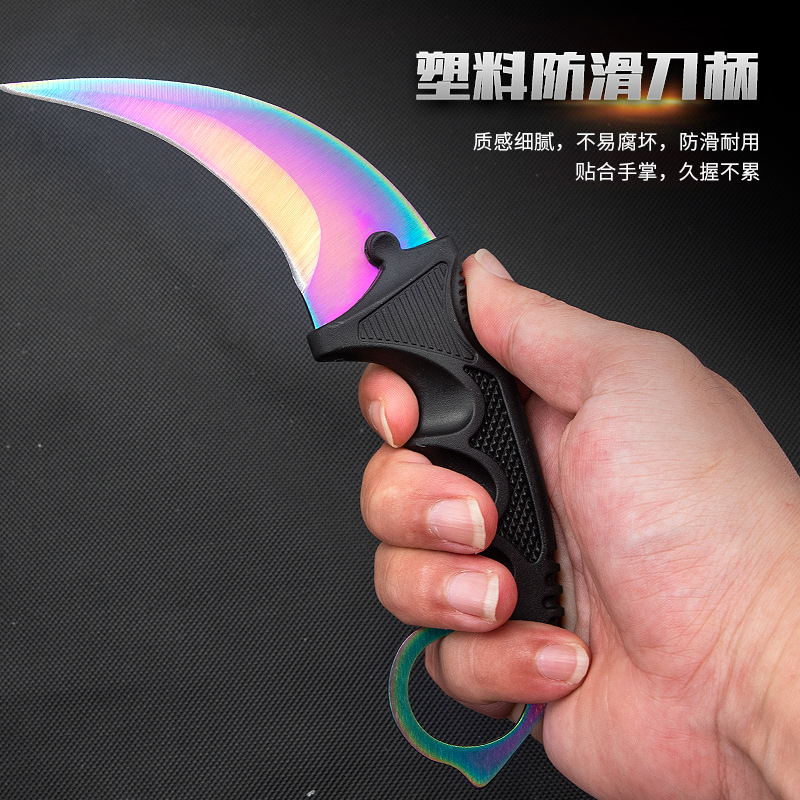 Factory wholesale solid-color claw knives, CSGO game scimitars, high-hardness claw knives, hand motion sharpening tool knives Specification drawing