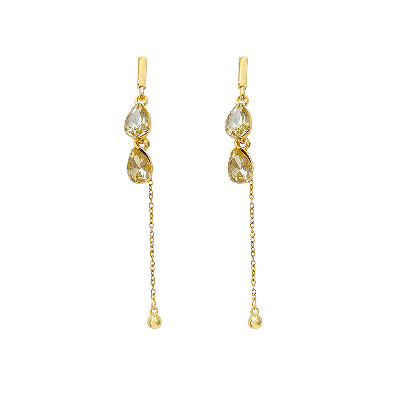 Exquisite and elegant teardrop long tassel earrings, a unique and niche design for women, fashionable, light luxury, individual and versatile earrings Item Picture
